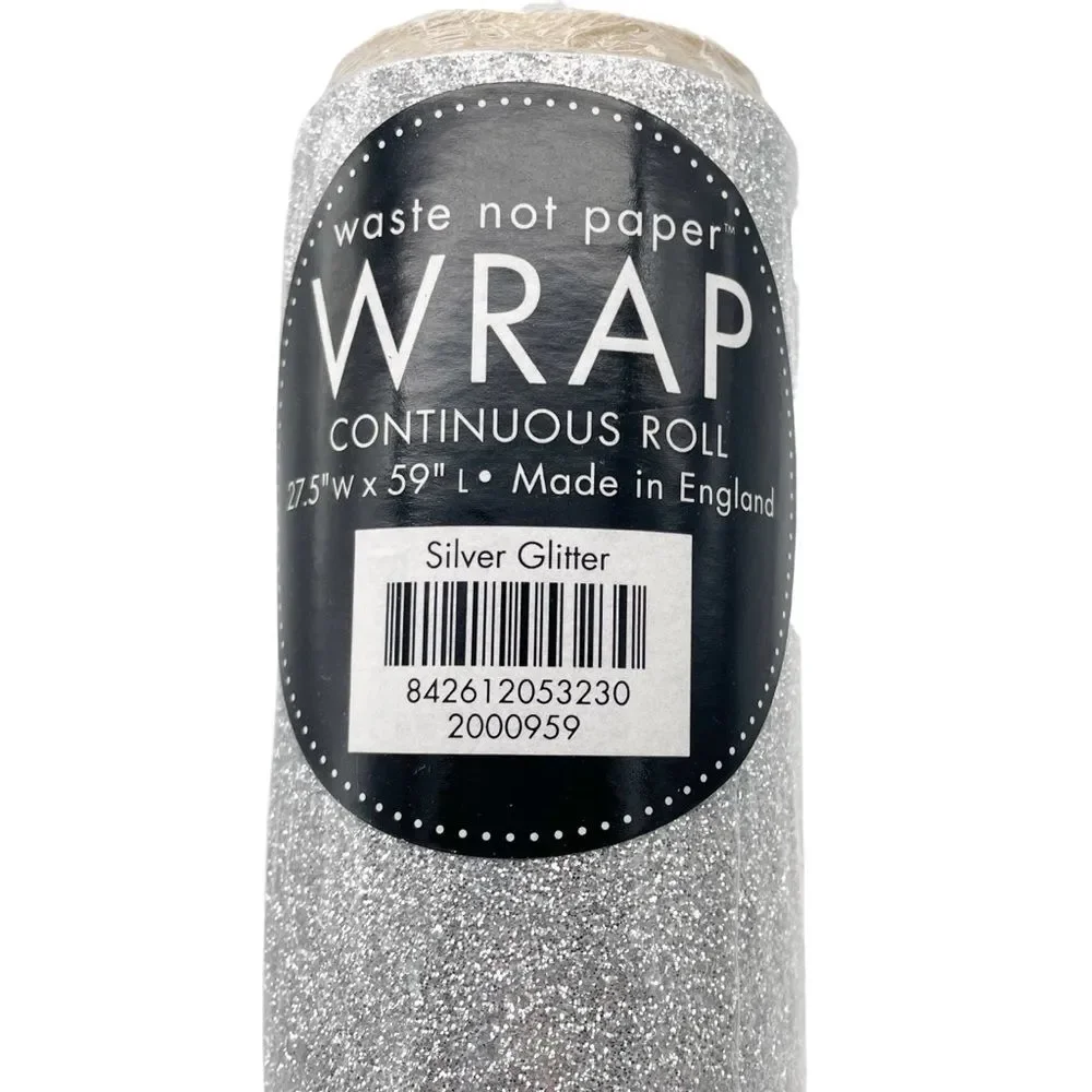 NWT Paper Source Silver Glitter Wrapping Paper Roll 27.5”x59” Designer Gift Wrap